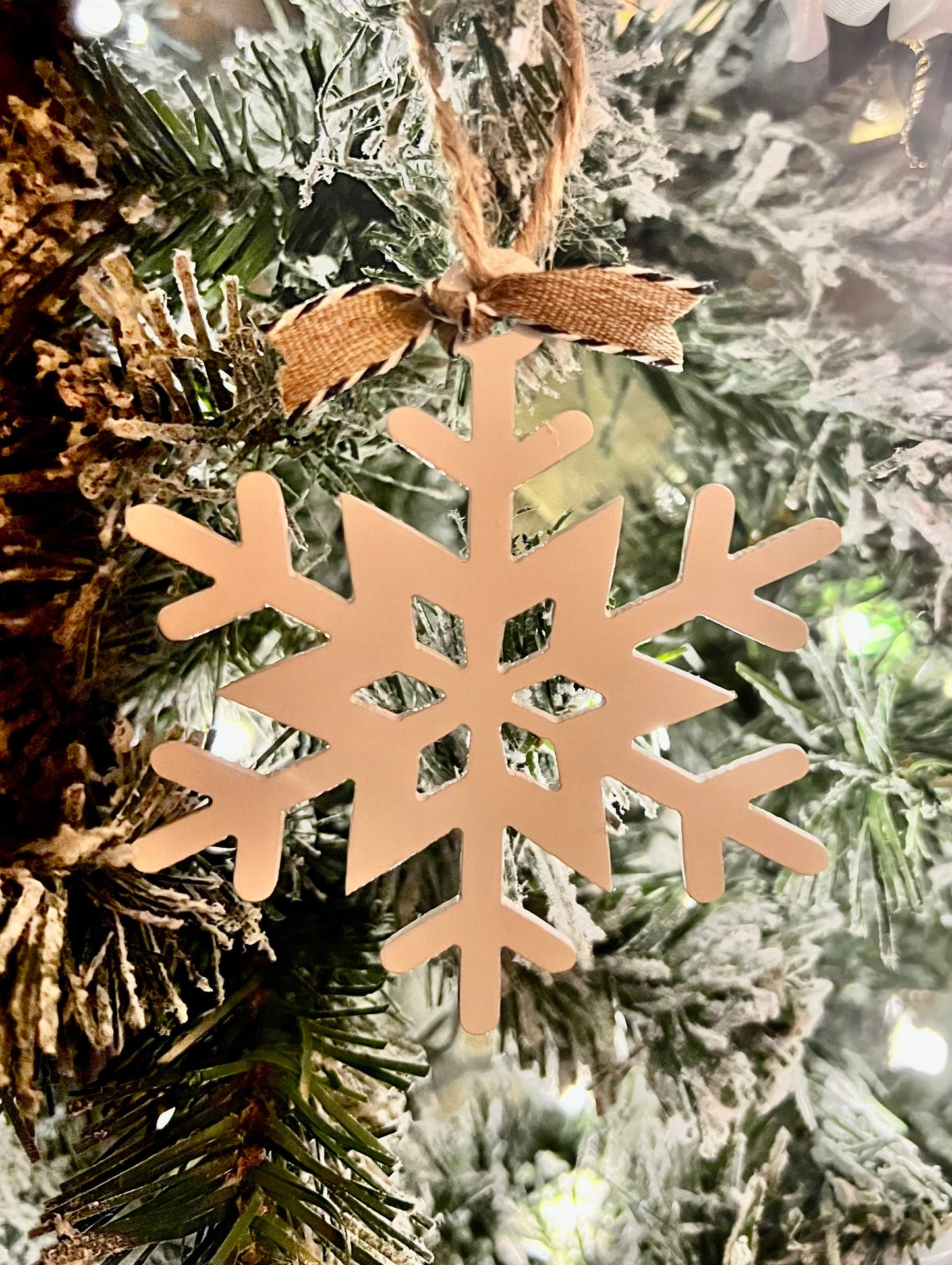 White Steel Farmhouse Snowflake Ornament
