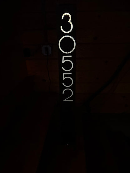 Personalized Custom Address Vertical Yard Sign with Solar Light
