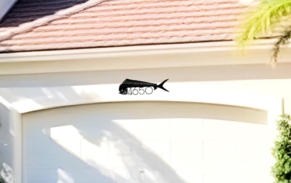 Mahi Fish Address Sign – Personalized Metal Coastal House Number - BENEC Designs