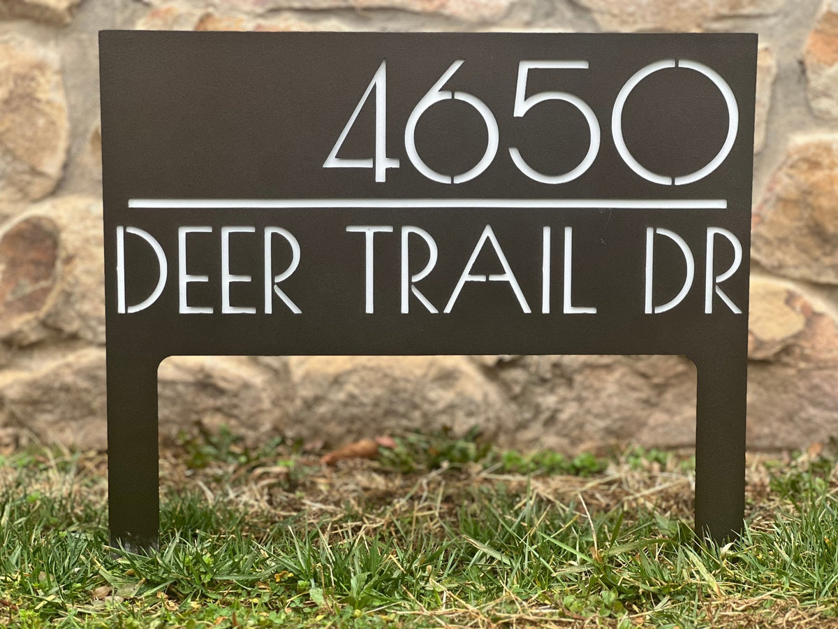 Personalized Custom Metal Address Yard Sign with Stakes - BENEC Designs