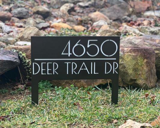 Personalized Custom Metal Address Yard Sign with Stakes - BENEC Designs