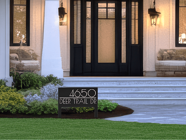 Personalized Custom Metal Address Yard Sign with Stakes - BENEC Designs