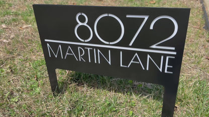 Personalized Modern Double-Sided Metal Address Sign: Reflective House Number Yard Stakes