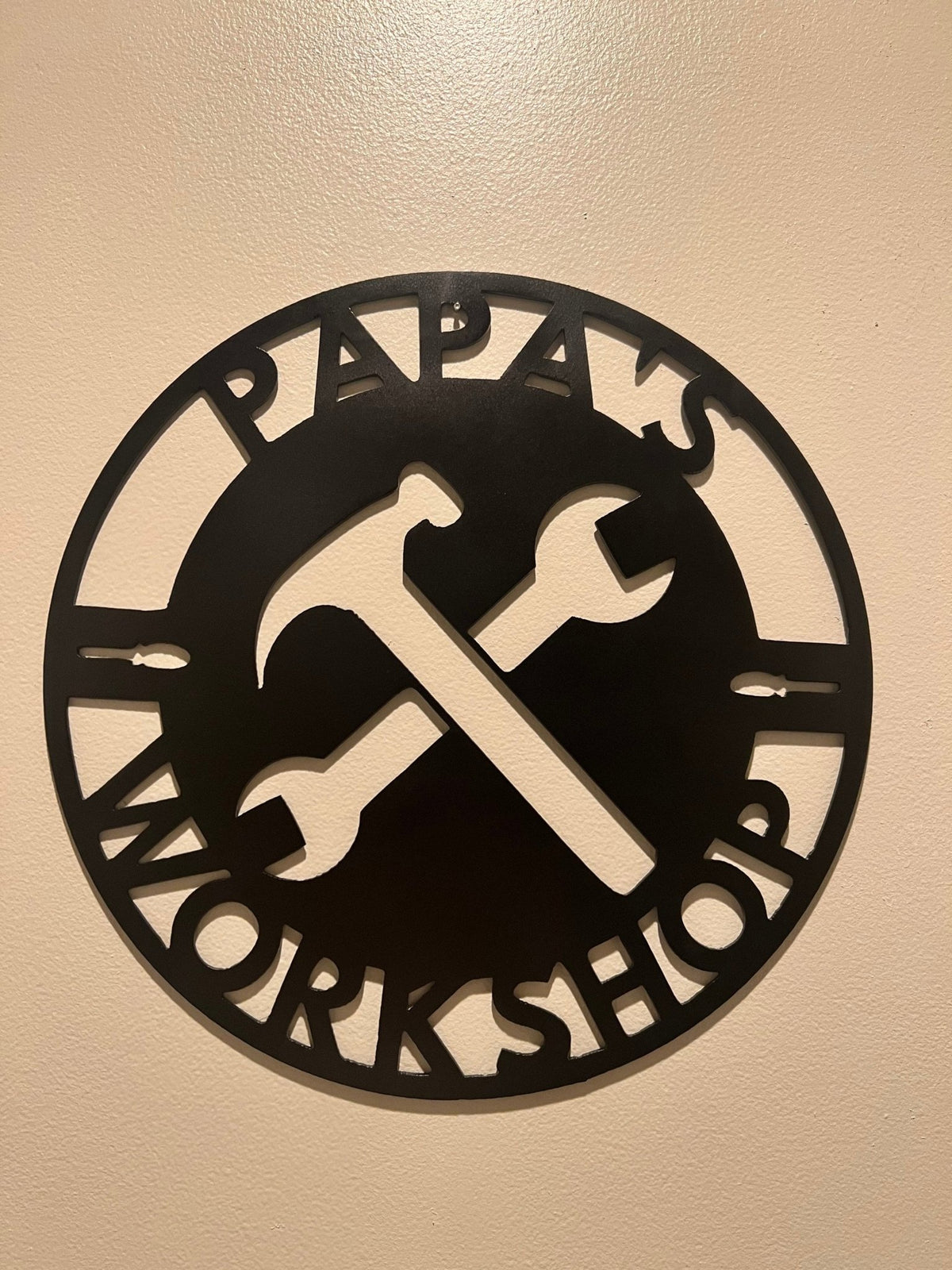 Black Steel Papa’s Workshop Sign - BENEC Designs