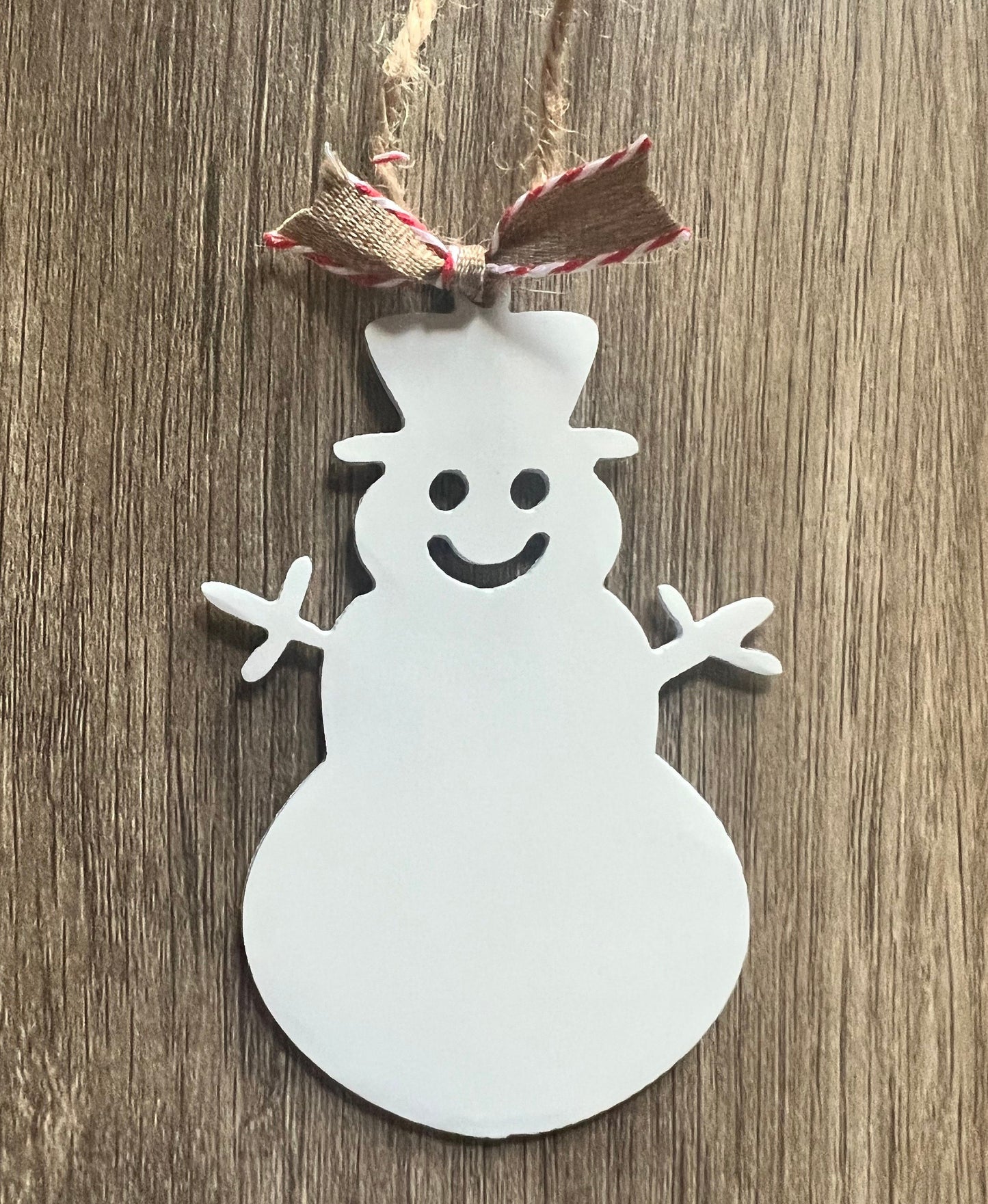 White Steel Snowman Ornament