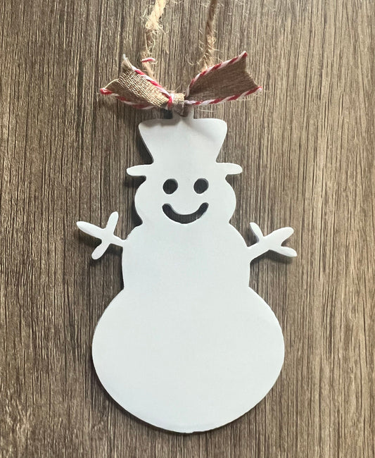 White Steel Snowman Ornament