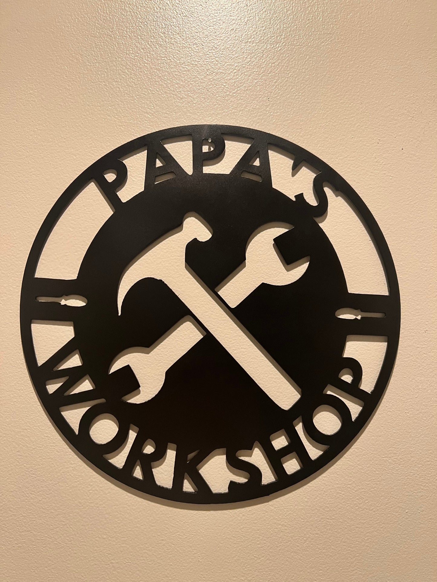 Black Steel Papa’s Workshop Sign