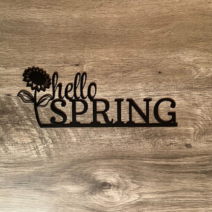 Weather-Resistant Hello Spring Metal Sign