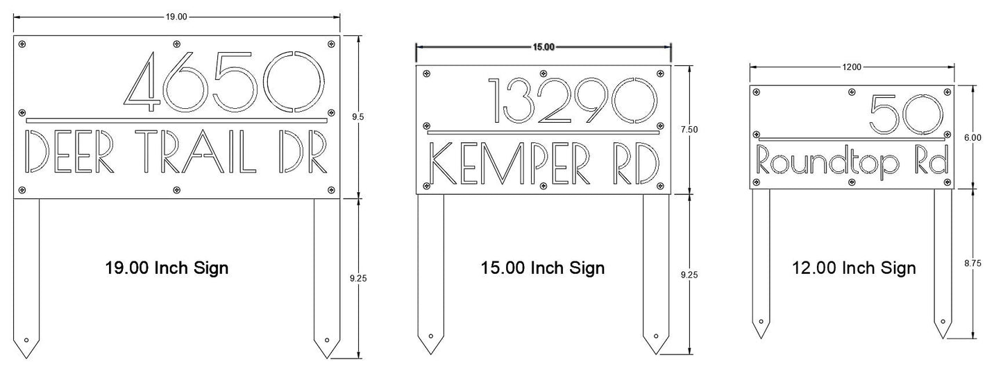 Personalized Custom Metal Address Yard Sign with Stakes