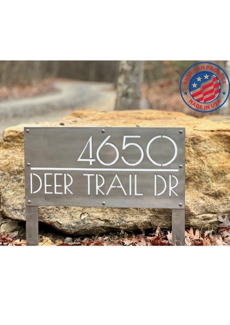 Personalized Custom Metal Address Yard Sign with Stakes - BENEC Designs